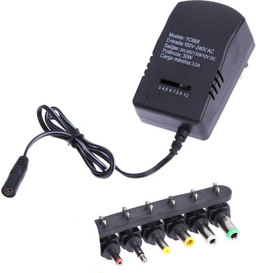 Andowl Yc-668 Universal Power Adapter Adjustable Voltage 3 to 12V 2.1A with Power 25.2W with Plug Set