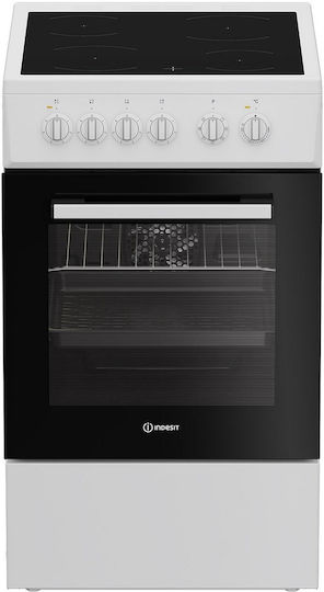 Indesit Cooker 55lt with Ceramic Hobs W50cm. White