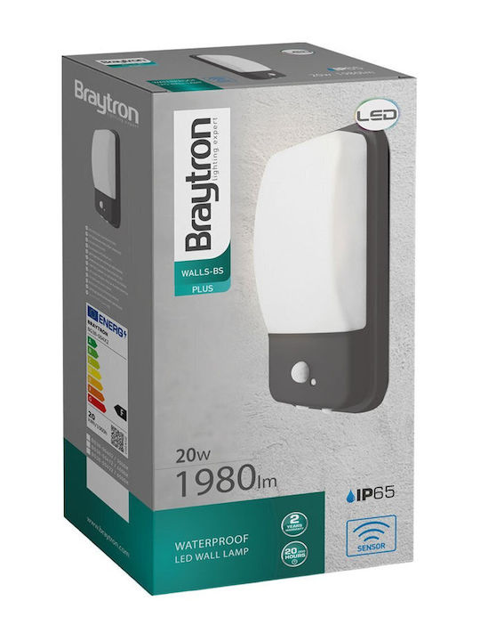 Braytron Επιτοίχιο Εξωτερικό Φωτιστικό IP65 30x15x8.6εκ.