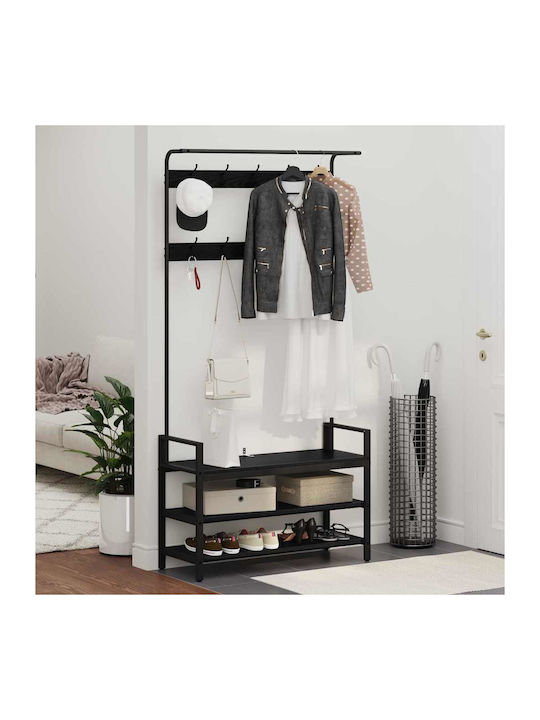 Vidaxl Hanger Black Oak 95 x 34 x 184 cm Engineered Wood