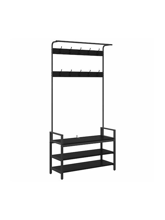 Vidaxl Hanger Black Oak 95 x 34 x 184 cm Engineered Wood
