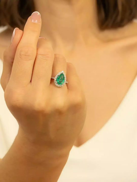 Femeie Inel cu Diamant din Aur alb 18K