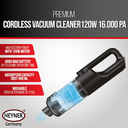 Heyner Car Handheld Vacuum Dry Vacuuming with Power 120W Rechargeable 12V