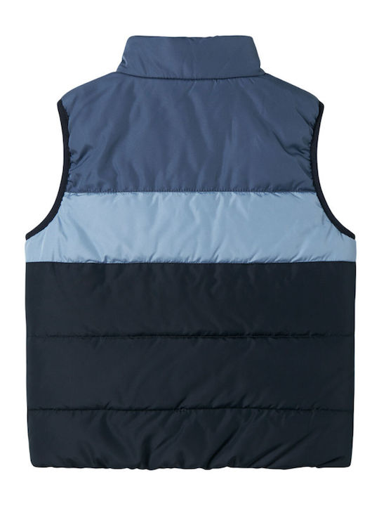 Kids Quilted Sleeveless Short Coat with Lining Color Block