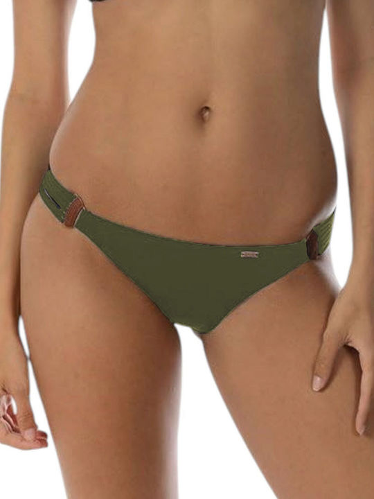 Triolla Millenium Bikini Slip με Κορδονάκια Χακί