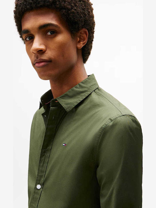 Long-sleeved Denim Shirt Olive