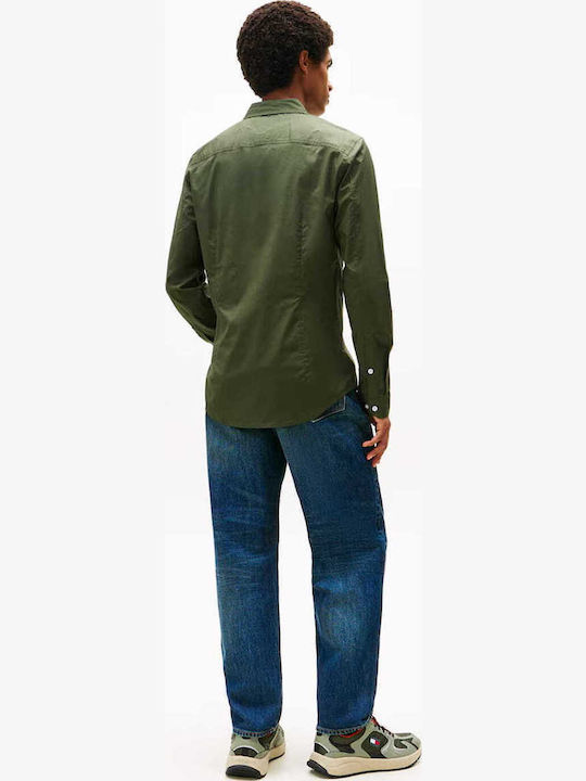 Long-sleeved Denim Shirt Olive