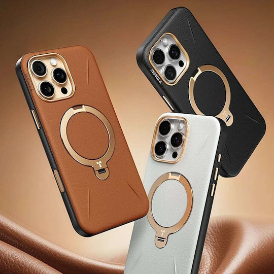 Torras QPRO Umschlag Rückseite Leder Braun (iPhone 17 Pro Max)