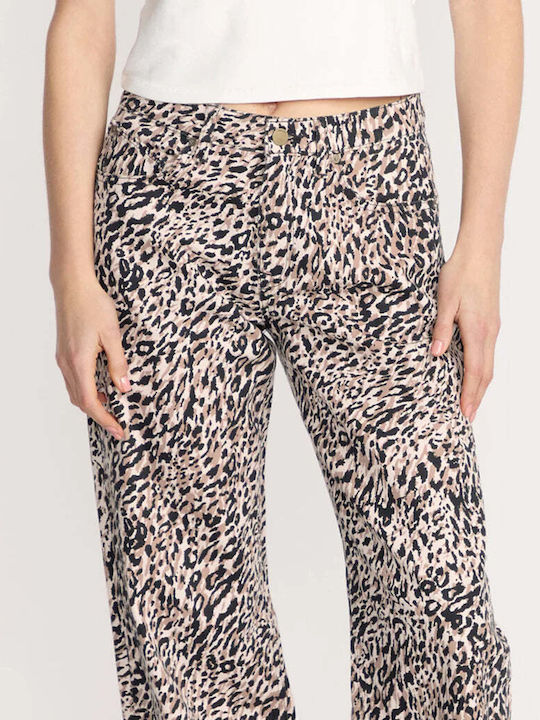 Stoned Talie joasă Blugi de damă cu croială boyfriend Animal Print