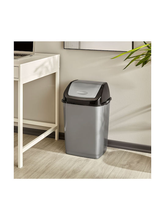 Fantasy Coș de Gunoi Din Plastic Cu Capac Oscilant Argintiu 18lt