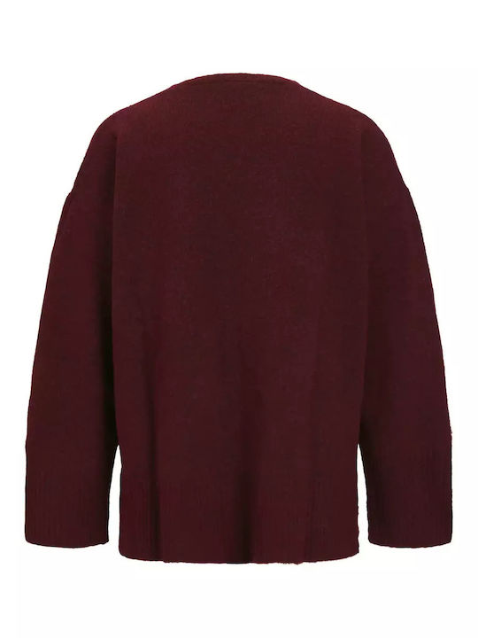 Damen Pullover mit V-Ausschnitt Burgundisch