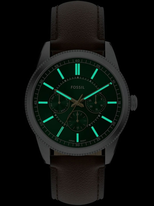Fossil Multifunction Ceas Barbatesc 42mm cu Baterie cu Brățară din Metal Maro