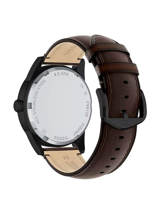 Fossil Multifunction Ceas Barbatesc 42mm cu Baterie cu Brățară Metalică Maro