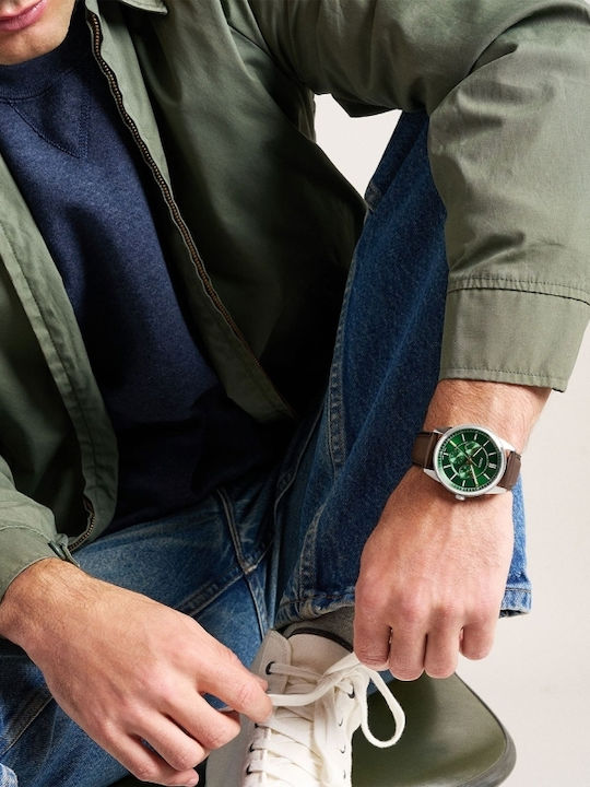 Fossil Multifunction Ceas Barbatesc 42mm cu Baterie cu Brățară din Metal Maro