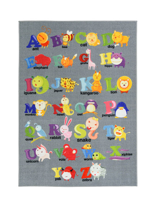 Kids Rug Playroom ABC Gray 120x160