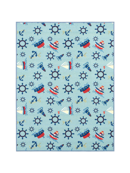 Kids Rug Playroom Sailboats Light Blue 120x160
