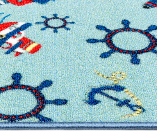 Kids Rug Playroom Sailboats Light Blue 120x160