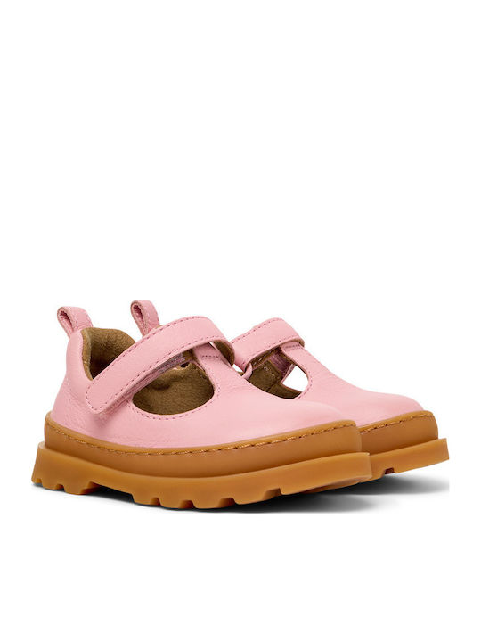 Kids Leather Ballerinas Brutus with Hoop & Loop Closure Pink