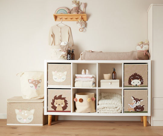 Bieco Children's Storage Basket made of Fabric Beige 32x32x32cm 1pcs