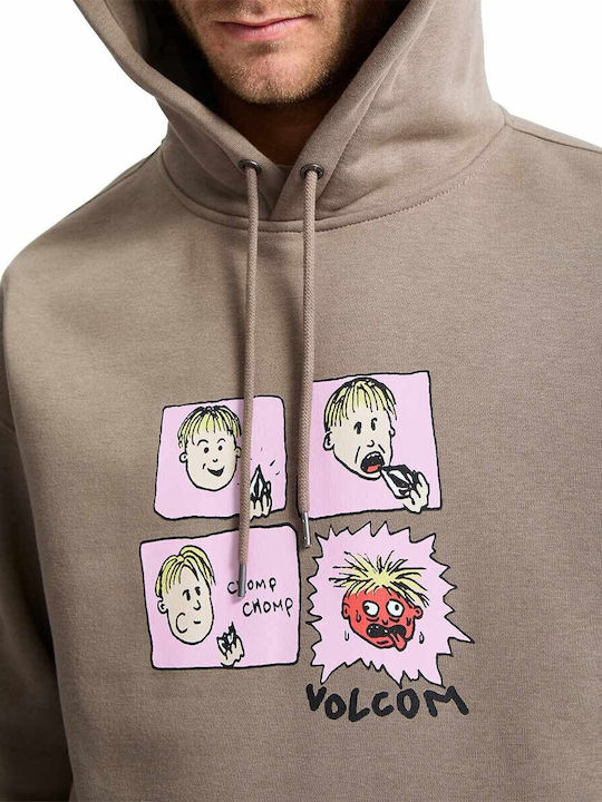 Chomp Chomp Мъжки Суитшърт с Качулка Кафяв