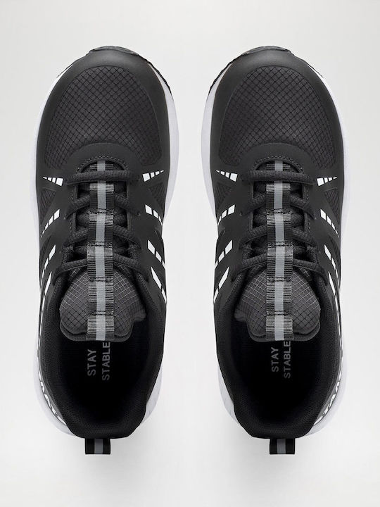 Waterproof Kids Sports Shoes Running with Hoop & Loop Closure Black