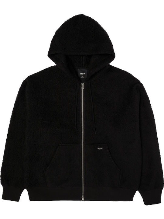 Corso Ανδρική Ζακέτα Fleece με Κουκούλα Μαύρη