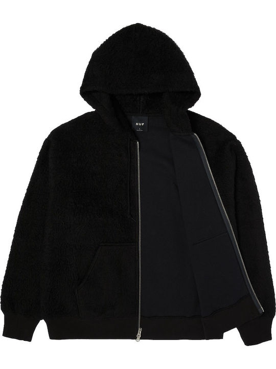 Corso Ανδρική Ζακέτα Fleece με Κουκούλα Μαύρη