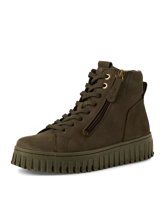 Leather Women's Ankle Boots Olive