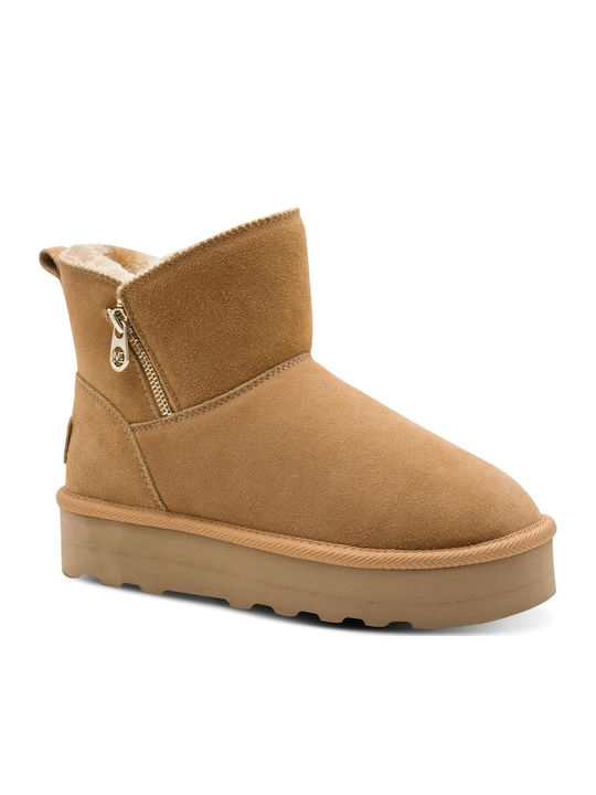 Suede Women's Ankle Boots Tabac Brown