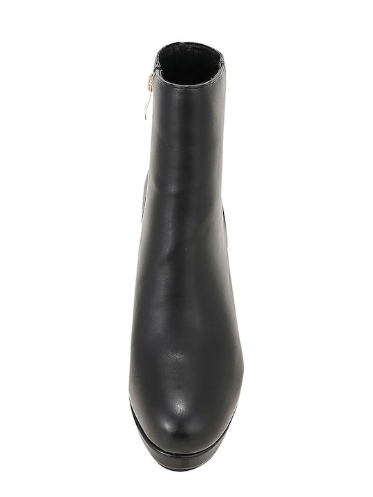 Tamara Leather Women's Ankle Boots with High Heel Black