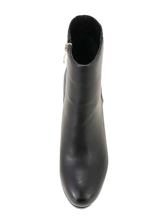 Tamara Leather Women's Ankle Boots with High Heel Black