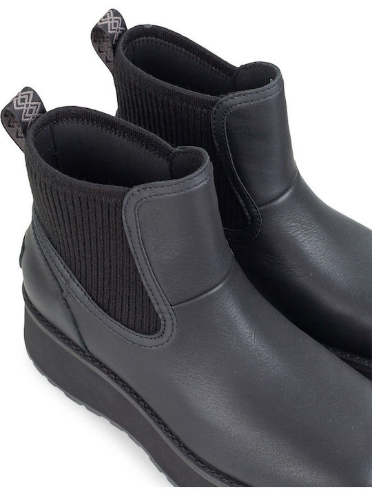 Leder Damen Chelsea Stiefeletten Schwarz