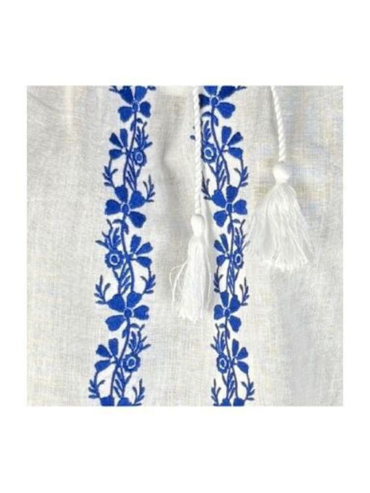 Kids' Shirt Long Sleeve White, Blue