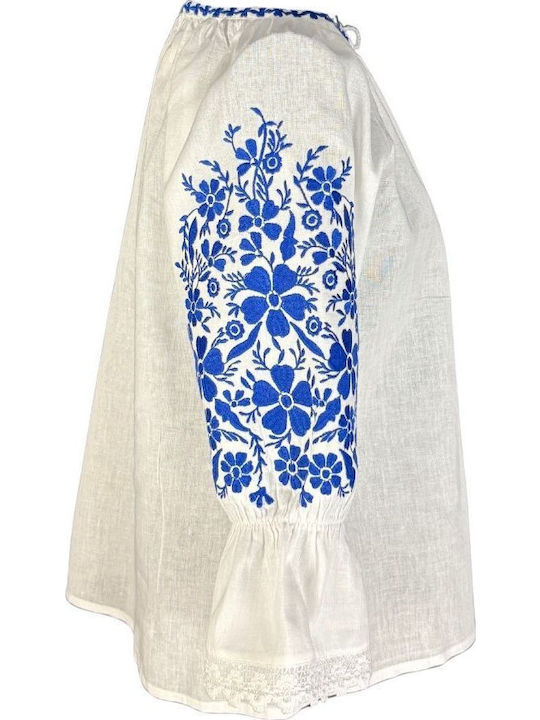 Kids' Shirt Long Sleeve White, Blue