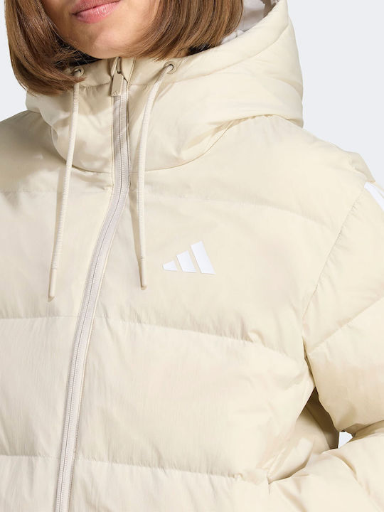 Essentials Damen Puffer Jacke für Winter Beige