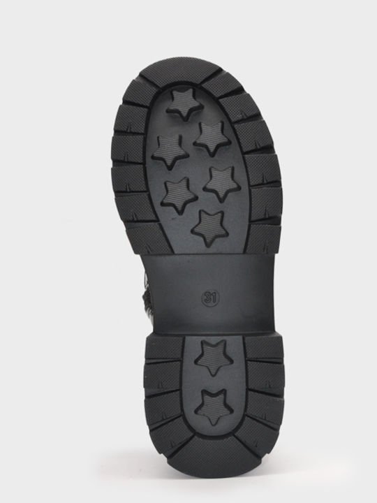 Kinderstiefel aus Lackleder mit Schnürsenkeln Schwarz