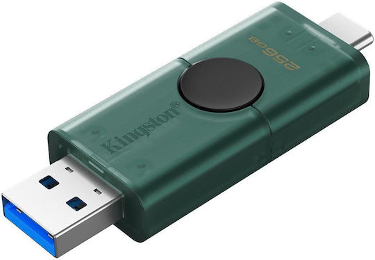 Kingston Datatraveler 256GB USB 3.2 Stick with USB-A & USB-C Connection Green