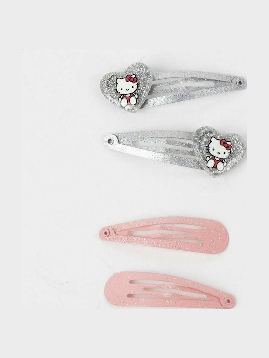 Hello Kitty Set Kids Hair Clips with Hair Clips / Rubber Band Figure in Orange Color 8 Pieces