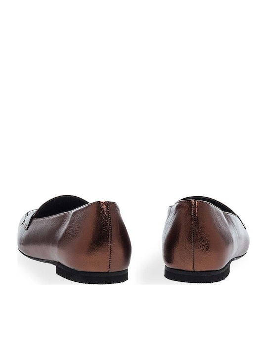 Leather Women's Moccasins in Gray Color