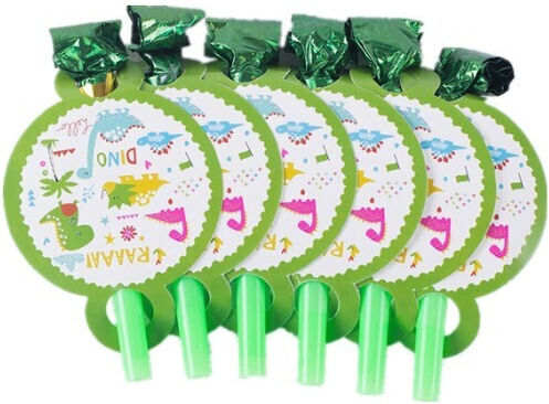 Set 6 Bläser Flippy Dino Park Sammlung 12 x 7 cm Aus Karton Kunststoff Papier Mehrfarbig