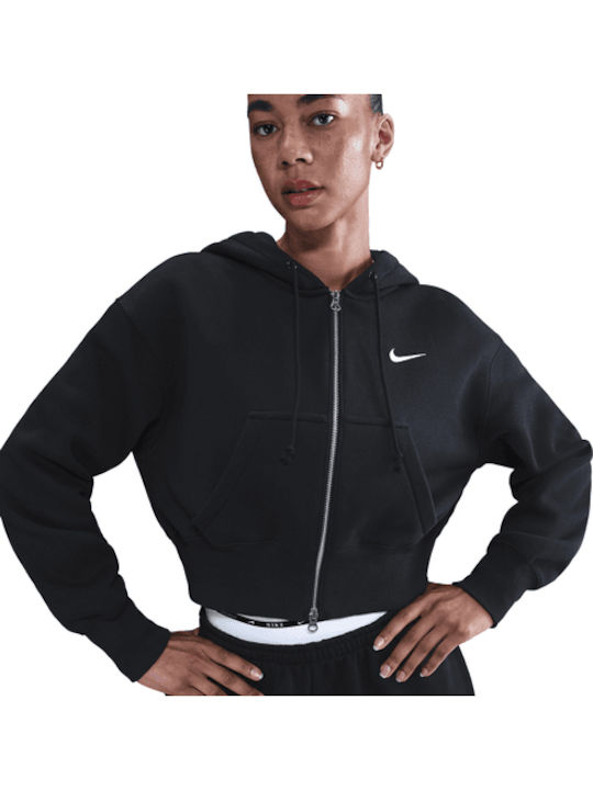 Dri-Fit Cropped Women's Hoodie Sweatshirt Black