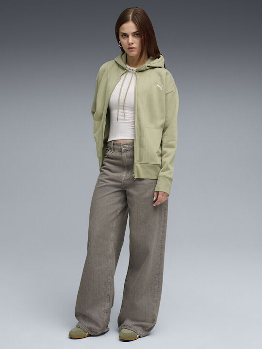 Women's Sweatshirt Jacket Hooded Khaki
