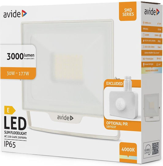 Avide Wasserdicht LED Flutlicht 30W Natürliches Weiß 4000K IP44