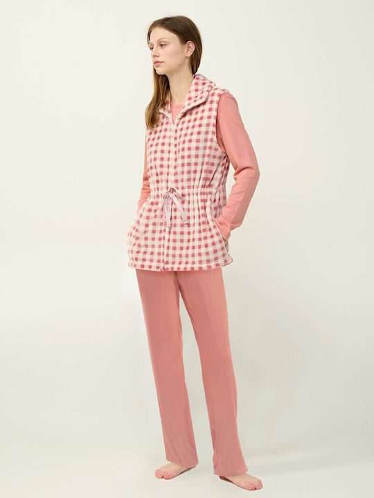 Vamp Winter Women's Pyjama Set Fleece Pink Vamp Winter Women's Pyjama Set Fleece Pink