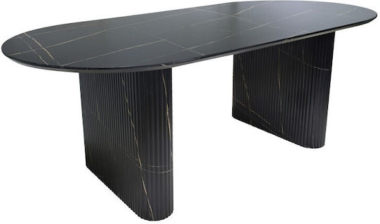 Nembou Ovaler Esszimmer- und Küchentisch Holzschattenschwarz 210x100x76cm