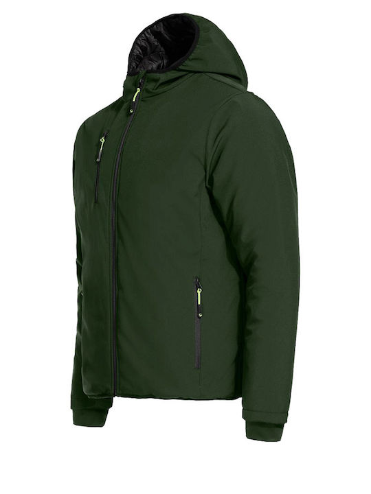 Stenso Reef Pad Work Jacket Softshell Cold with Fleece Lining and with Hood Green