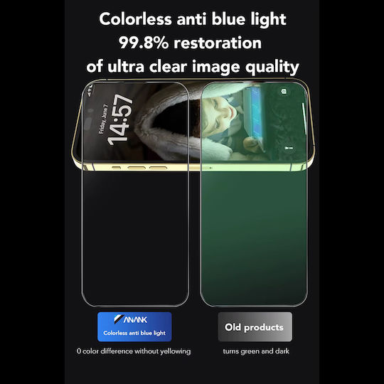 Anank 2.5d 3x Reinforced Anti-blue Light Iphone 16 Black