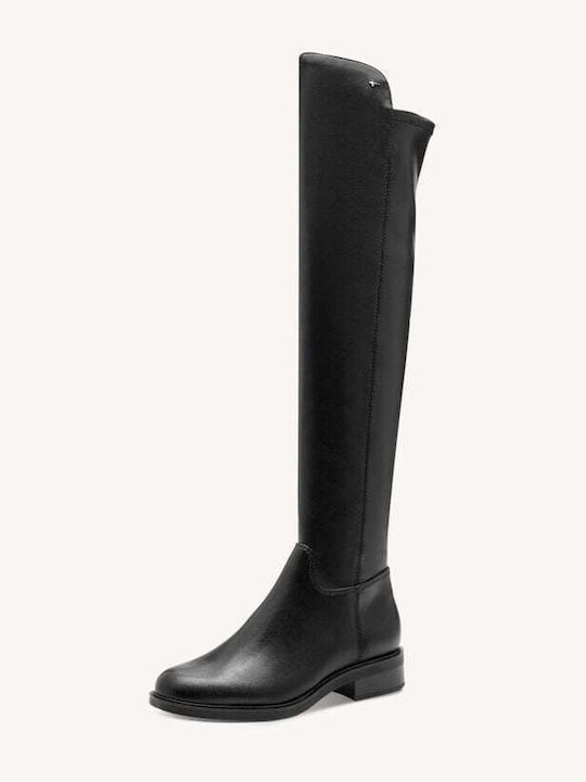 Synthetic Leather Over the Knee Women's Boots with Zipper Black