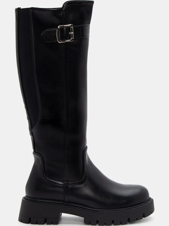 Damenstiefel mit Gummizug Schwarz