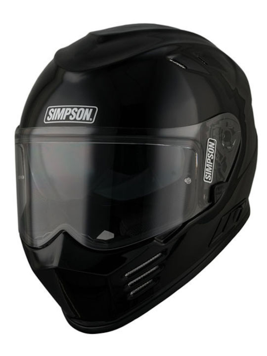 Simpson Venom Solid Glänzend Schwarz Motorradhelm Vollgesicht DOT / ECE 22.06 mit Sonnenvisier